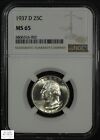 1937 D George Washington Silver Quarter 25C NGC MS 65