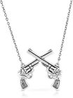 Montana Silversmiths Silver Tone Etched Crossed Pistols Pendant 18