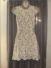 Free People Women's Sz XS Ivory Floral Lace Semi-Sheer Stretch Shell Dress