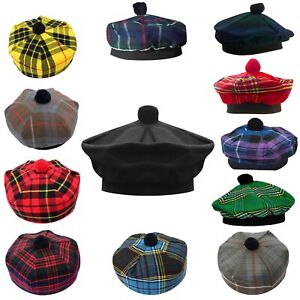 Men's & Women’s Scottish Tam O Shanter Hat Bonnet Traditional Tammy Cap One Size