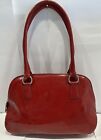 Hobo Internl VTG Crimson Red Patent Leather Dome Satchel Handbag PurseA++7