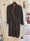 Vtg Wool Long Coat Pea Trench Calvin Klein Brown Red Small 4 Chevron Union 80s