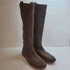 Frye Women Celia X Stitch Knee High Riding Boots Size 8.5 Brown Leather Pull On