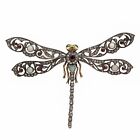 Antique Victorian Imperial 14K Gold Gemstone Gemset Dragonfly Brooch Pin Signed