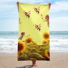 New Bath Beach Towel 30 x 60 Super Soft Fairies Sunflowers Yellow Absorbent
