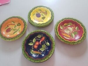 Gates ware by Laurie Gates/ 9.75” salad plates/ set of 8 Colorful Fun