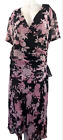 Vintage Sheri Martin Women's Size 18, Black Pink Floral Midi Chiffon Lined Dress