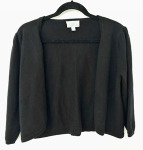 Pure Collection 100% Cashmere US 12 Black Cropped Open Front Cardigan shrug