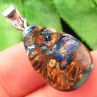 B65510 Blue Sea Sediment Jasper Gold Copper Bornite Teardrop Pendant Bead