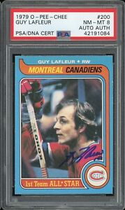 New Listing1979 OPC HOCKEY GUY LAFLEUR #200 PSA/DNA 8 NM-MT SIGNED BEAUTIFUL CARD!