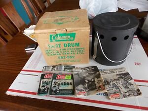 Vintage Coleman Camp Stove 502  Heat Drum w extras NEW NEVER USED NO RE