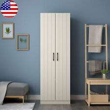 Wood Kitchen Pantry Lockers W/ 2Doors 4 Shelves Removable Garage Basement Ivory