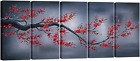 New ListingRed Plum Blossom 5 Panels Canvas Prints Wall Art Paintings Style Pictures for Li
