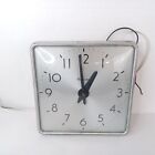 Vintage Simplex School Wall Clock Thick Glass Metal Square Slave Clock 10-1/2