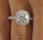 1.3 Ct Pave Halo Round Cut Diamond Engagement Ring SI2 H White Gold 18k Treated