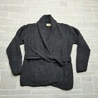 Carraigdonn Sweater Size XS Charcoal Gray Open Cardigan Irish Merino Wool Belted