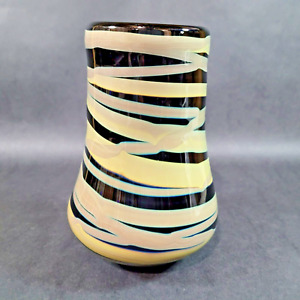 New ListingHand Blown Art Glass Vase Artist Signed Deep Purple 6.75