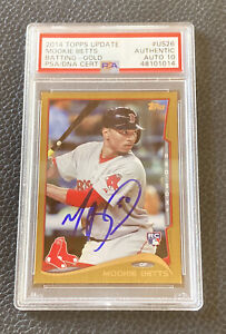 Mookie Betts Signed 2014 Topps Update #US26 Card Gold /2014 POP 1 🚨PSA 10 Auto