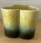 Vintage Hull Pottery Trefoil 3-Lobe Vase  Green Ombre MCM