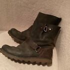 SOREL Scotia MOTO Biker Riding Rugged Leather Short Boots Womens  Size 7.5