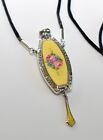 UNUSED Stunning STERLING Antique *ENAMEL GUILLOCHE*  PERFUME BOTTLE Necklace