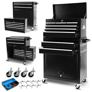 8-Drawer Rolling Tool Chest, Large Mobile Steel Cabinet with Wheels