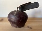 Antique European Swiss Metal forged Cattle Bell Cowbell with Leather
