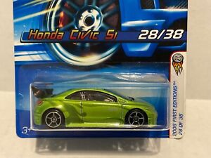 HOT WHEELS HONDA CIVIC SI - GREEN - #28 - 2006 FIRST EDITIONS  -NEW IN PACKAGE!