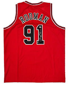 Chicago Dennis Rodman Signed Red Jersey Auto BAS Beckett COA IMP