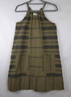 Old Navy Size S Olive Green 100% Cotton Striped Halter  Women's Dress w/ Pockets