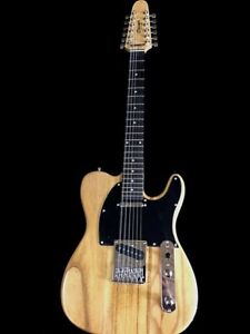 GUITARS-NEW  12 STRING TELE STYLE SOLID NATURAL ELECTRIC GUITAR-PLUS GIG BAG