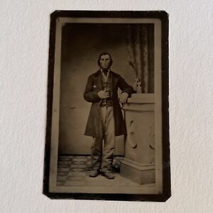 New ListingAntique Tintype Of A CDV Photograph Handsome Charming Man Photo Stand Odd