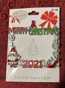 2021 Metal Mini Photo Santa Merry Christmas Ornament Silver By Studio Decor