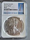 2020 W American Silver Eagle - Burnished NGC MS69, First Day of Issue