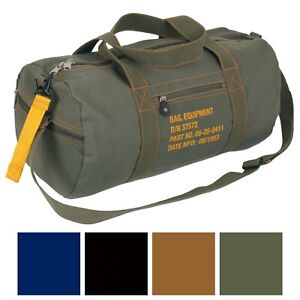 Rothco Cotton Canvas Travel Equipment Flight Carry Duffle Stamped Shoulder Bag
