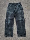 Vintage 90s Carhartt Black Double Knee Pants Bleach Stains USA 30 Cargo