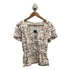 Lucky Brand Large Top Off White with Brown Florals Blouse