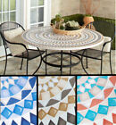 Fitted Mosaic Tablecloth Round Elastic Patio Table Cover PEVA