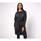 LOGO by Lori Goldstein Denim Belted Trench Coat Washed Black Casual Women XSmall