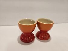 EUC Set Of 2 Le Creuset Footed Egg Cups Holders Flame Orange /Red