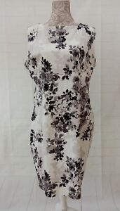 Charlotte Gold Ladies Dress Size 22 Black White Floral Shift Sleeveless Zip