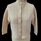 Vintage Grannycore Cream Ivory Hand Knit Wool Cardigan Button Front - Womens XS