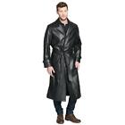 Mens Black Leather Trench Coat Over Coat Pure Lambskin Size S M L XL XXL  3XL