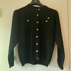 Vintage Leon Levin 100% Wool Black Button Down Cardigan - Size Large