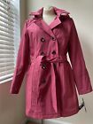 NWT Sebby Women’s LARGE peony Red Button Belted Button Trench coat