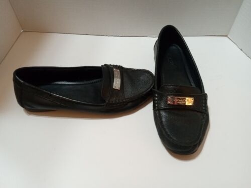 Coach Womens Haley Black Leather  Slip-On Loafer Shoes Sz 6 B