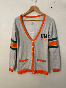 University of Miami E5 College Classics Cardigan Men's Small Grey Orange Unisex