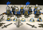 Lego - Castle Kings Knight Minifigure Lot ( 8 ) w/ Shields & Weapons - Rare !