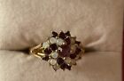 Vintage 1980s GE Amethyst and Opal Ring Size 5 Costume
