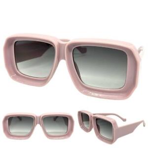 Exaggerated Classic Vintage 70's Retro Style SUN GLASSES Square Thick Pink Frame